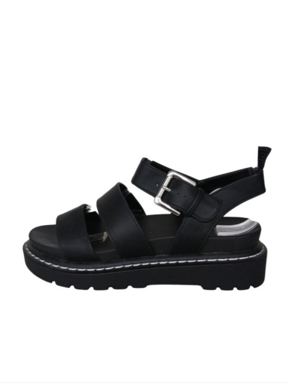 Wild Fable Sandals Women's 7 Black Faux Leather Chunky Strappy Fisherman Shoes